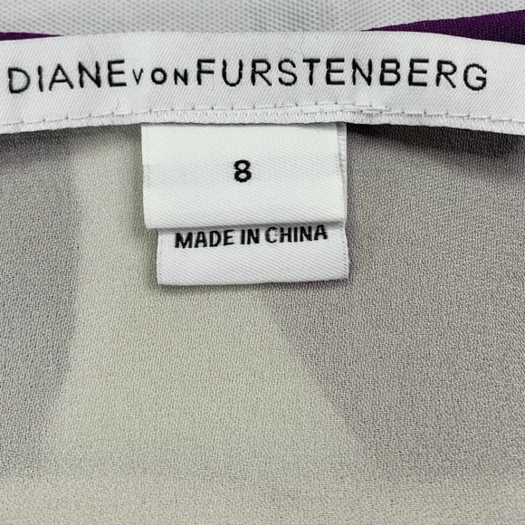 Diane Von Furstenberg Silk Mini Dress Purple Mint Retro Dot Drop Waist Size 8 - Picture 15 of 16